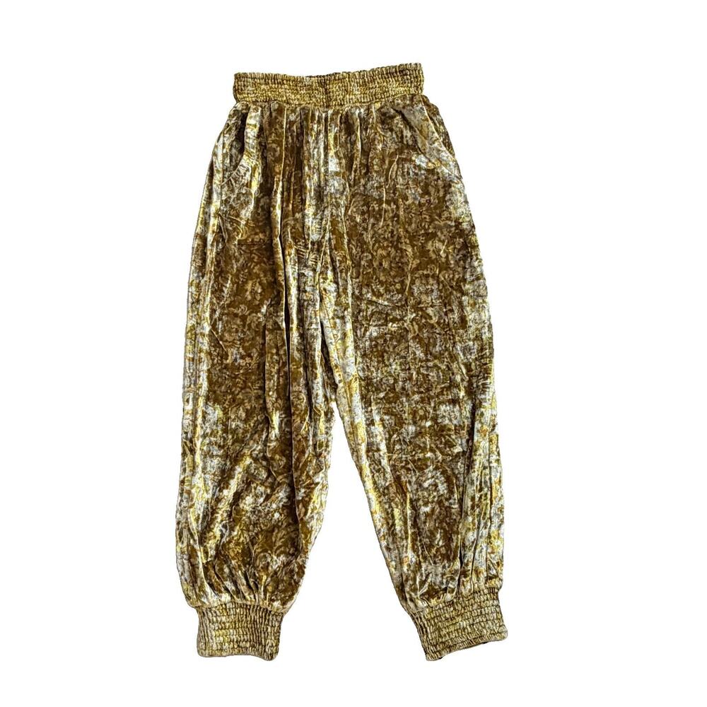 Anthropologie Gloria Velvet Joggers Smocked Waist Pants XS (26 x 26)